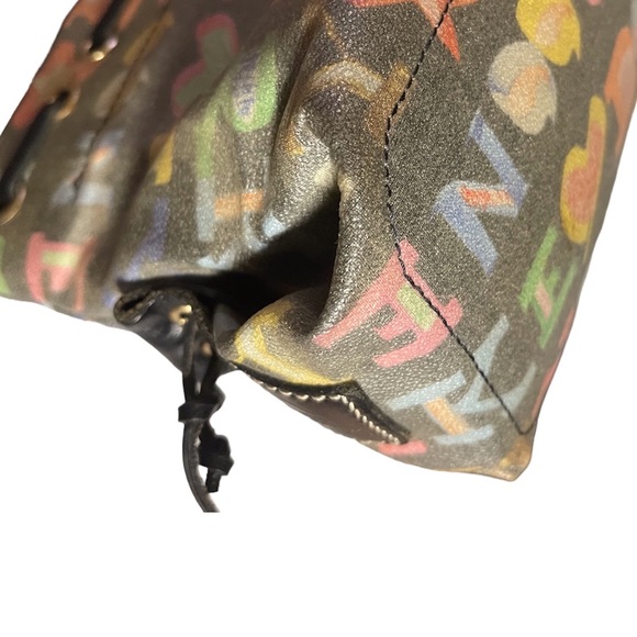 EUC VINTAGE Y2K Dooney & Bourke Black Mini Tassels Graffiti Bag Rainbow Zipper - Picture 8 of 12